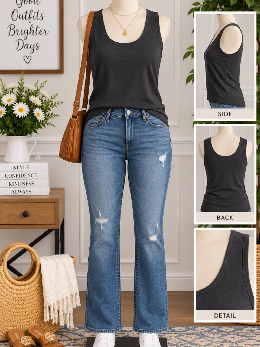 Dark Gray Polyester Tank Top – Size Large